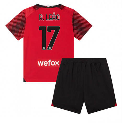 Kids AC Milan Rafael Leao #17 Thuis tenue 2023-24 Korte Mouw (+ Korte broeken)