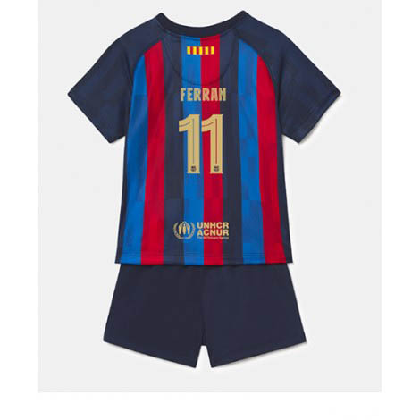 Kids Barcelona Ferran Torres #11 Thuis tenue 2022-23 Korte Mouw (+ Korte broeken)