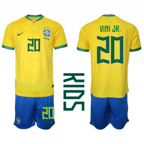 Kids Brazilië Vinicius Junior #20 Thuis tenue WK 2022 Korte Mouw (+ Korte broeken)
