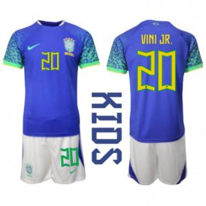 Kids Brazilië Vinicius Junior #20 Uit tenue WK 2022 Korte Mouw (+ Korte broeken)