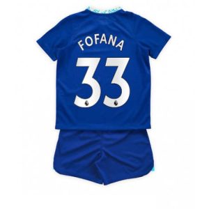 Kids Chelsea Wesley Fofana #33 Thuis tenue 2022-23 Korte Mouw (+ Korte broeken)