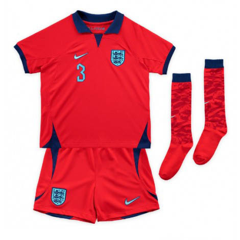 Kids Engeland Luke Shaw #3 Uit tenue WK 2022 Korte Mouw (+ Korte broeken)-1