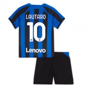 Kids Inter Milan Lautaro Martinez #10 Thuis tenue 2022-23 Korte Mouw (+ Korte broeken)