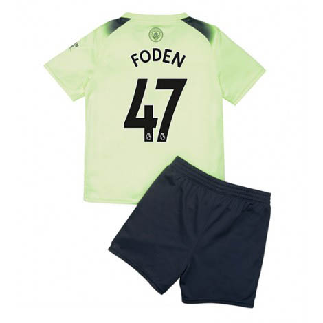 Kids Manchester City Phil Foden #47 Derde tenue 2022-23 Korte Mouw (+ Korte broeken)