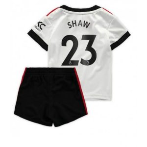 Kids Manchester United Luke Shaw #23 Uit tenue 2022-23 Korte Mouw (+ Korte broeken)