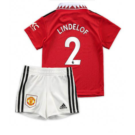 Kids Manchester United Victor Lindelof #2 Thuis tenue 2022-23 Korte Mouw (+ Korte broeken)