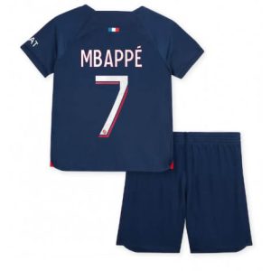 Kids Paris Saint-Germain Kylian Mbappe #7 Thuis tenue 2023-24 Korte Mouw (+ Korte broeken)