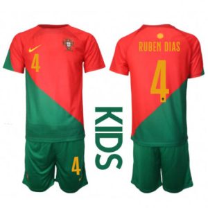 Kids Portugal Ruben Dias #4 Thuis tenue WK 2022 Korte Mouw (+ Korte broeken)