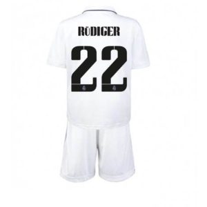 Kids Real Madrid Antonio Rudiger #22 Thuis tenue 2022-23 Korte Mouw (+ Korte broeken)