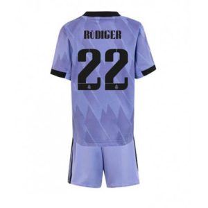 Kids Real Madrid Antonio Rudiger #22 Uit tenue 2022-23 Korte Mouw (+ Korte broeken)