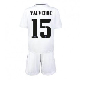 Kids Real Madrid Federico Valverde #15 Thuis tenue 2022-23 Korte Mouw (+ Korte broeken)