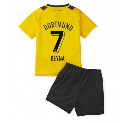 Kids Borussia Dortmund Giovanni Reyna #7 Thuis tenue 2022-23 Korte Mouw (+ Korte broeken)
