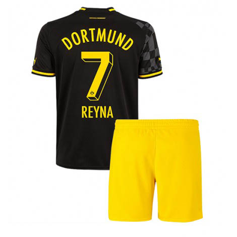 Kids Borussia Dortmund Giovanni Reyna #7 Uit tenue 2022-23 Korte Mouw (+ Korte broeken)