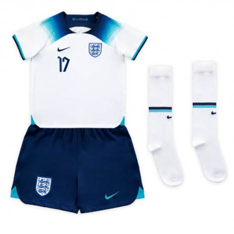 Kids Engeland Bukayo Saka #17 Thuis tenue WK 2022 Korte Mouw (+ Korte broeken)-1