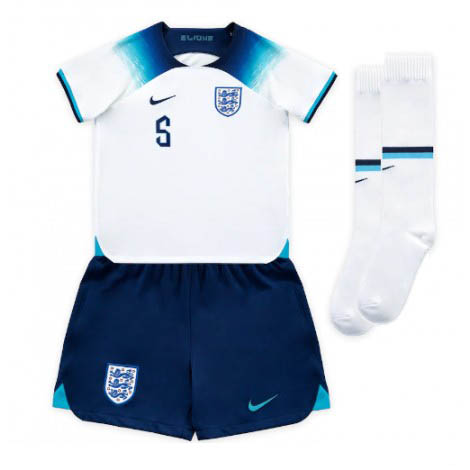 Kids Engeland John Stones #5 Thuis tenue WK 2022 Korte Mouw (+ Korte broeken)-1