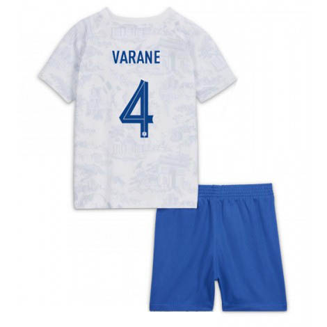 Kids Frankrijk Raphael Varane #4 Uit tenue WK 2022 Korte Mouw (+ Korte broeken)