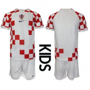 Kids Kroatië Thuis tenue WK 2022 Korte Mouw (+ Korte broeken)