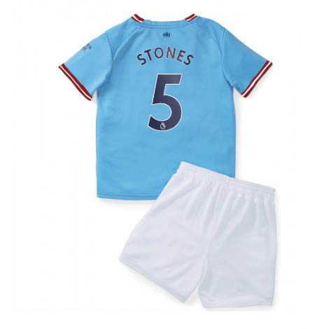 Kids Manchester City John Stones #5 Thuis tenue 2022-23 Korte Mouw (+ Korte broeken)