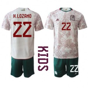 Kids Mexico Hirving Lozano #22 Uit tenue WK 2022 Korte Mouw (+ Korte broeken)