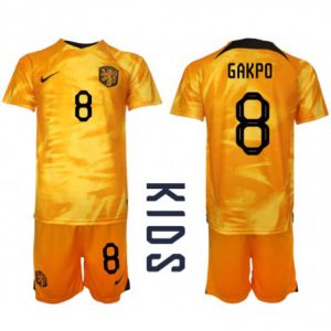Kids Nederland Cody Gakpo #8 Thuis tenue WK 2022 Korte Mouw (+ Korte broeken)