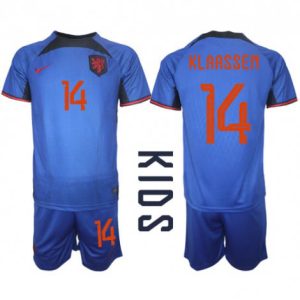 Kids Nederland Davy Klaassen #14 Uit tenue WK 2022 Korte Mouw (+ Korte broeken)