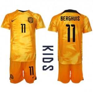 Kids Nederland Steven Berghuis #11 Thuis tenue WK 2022 Korte Mouw (+ Korte broeken)