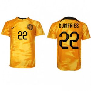 Nederland Denzel Dumfries #22 Thuis tenue Mensen WK 2022 Korte Mouw