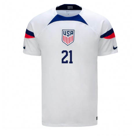 Verenigde Staten Timothy Weah #21 Thuis tenue Mensen WK 2022 Korte Mouw-1