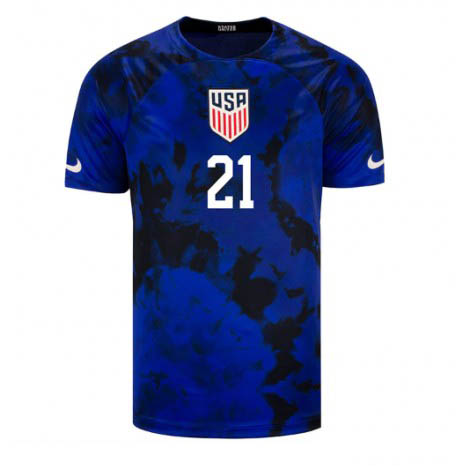Verenigde Staten Timothy Weah #21 Uit tenue Mensen WK 2022 Korte Mouw-1