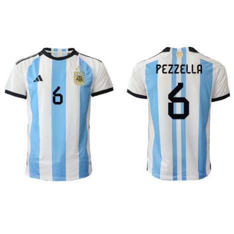 Argentinië German Pezzella #6 Thuis tenue Mensen WK 2022 Korte Mouw