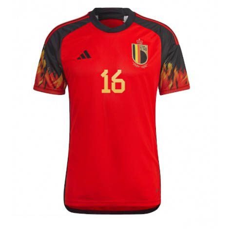 België Thorgan Hazard #16 Thuis tenue Mensen WK 2022 Korte Mouw-1