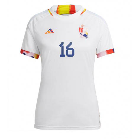 Dames België Thorgan Hazard #16 Uit tenue WK 2022 Korte Mouw-1