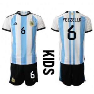 Kids Argentinië German Pezzella #6 Thuis tenue WK 2022 Korte Mouw (+ Korte broeken)