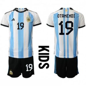 Kids Argentinië Nicolas Otamendi #19 Thuis tenue WK 2022 Korte Mouw (+ Korte broeken)
