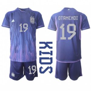 Kids Argentinië Nicolas Otamendi #19 Uit tenue WK 2022 Korte Mouw (+ Korte broeken)