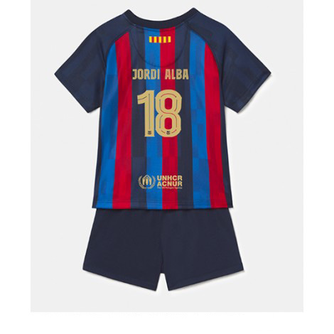 Kids Barcelona Jordi Alba #18 Thuis tenue 2022-23 Korte Mouw (+ Korte broeken)