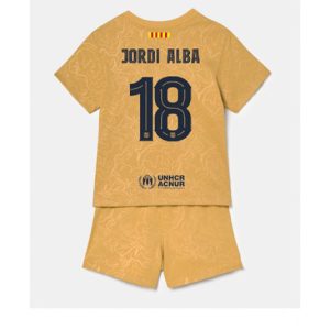 Kids Barcelona Jordi Alba #18 Uit tenue 2022-23 Korte Mouw (+ Korte broeken)