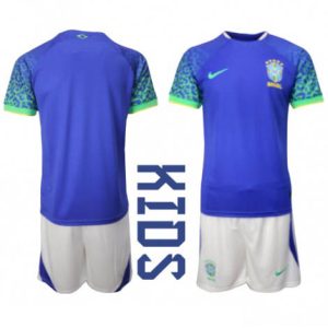 Kids Brazilië Uit tenue WK 2022 Korte Mouw (+ Korte broeken)