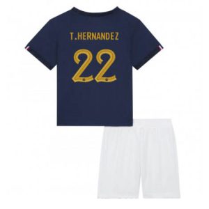 Kids Frankrijk Theo Hernandez #22 Thuis tenue WK 2022 Korte Mouw (+ Korte broeken)