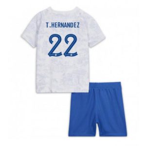 Kids Frankrijk Theo Hernandez #22 Uit tenue WK 2022 Korte Mouw (+ Korte broeken)