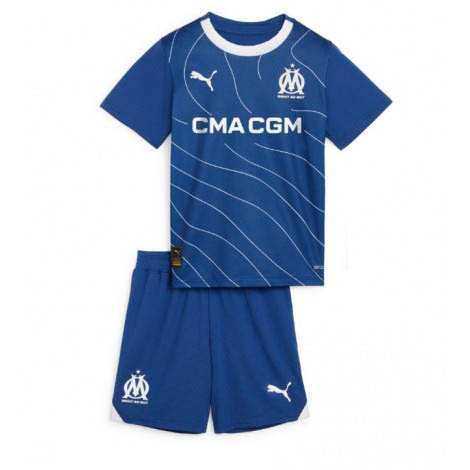 Kids Olympique de Marseille Uit tenue 2023-24 Korte Mouw (+ Korte broeken)