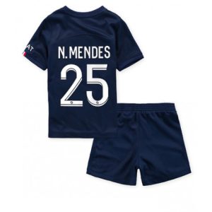 Kids Paris Saint-Germain Nuno Mendes #25 Thuis tenue 2022-23 Korte Mouw (+ Korte broeken)