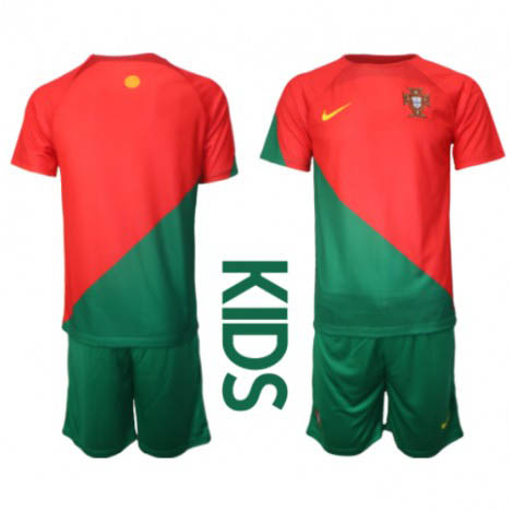 Kids Portugal Thuis tenue WK 2022 Korte Mouw (+ Korte broeken)