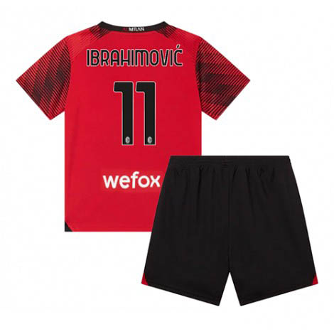 Kids AC Milan Zlatan Ibrahimovic #11 Thuis tenue 2023-24 Korte Mouw (+ Korte broeken)